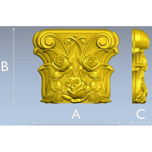 Rosa Coronet - Floral Capital STL for CNC