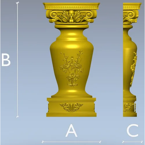 Classical Baluster with Corinthian Capital - STL 3D Model for CNC