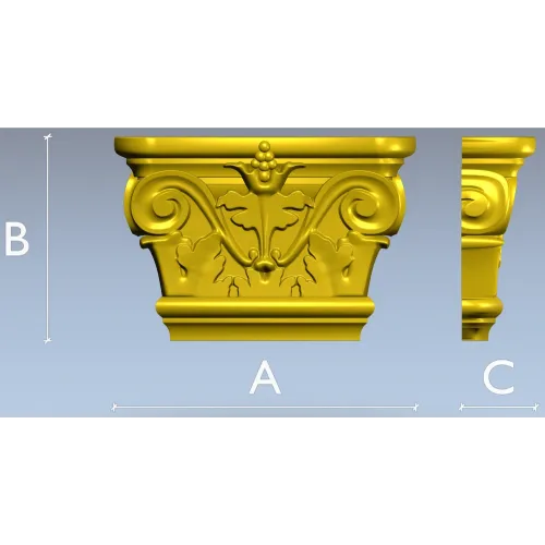 Acanthus Volute Capital STL for CNC - high-relief decorative capital