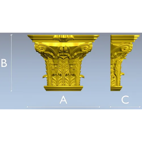 Corinthian Acanthus Capital STL - 3D model for CNC milling