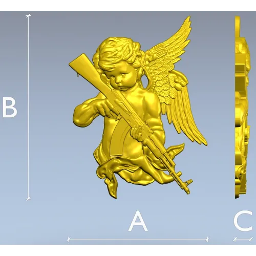Ангел с автоматом - 3D модель в формате STL для ЧПУ