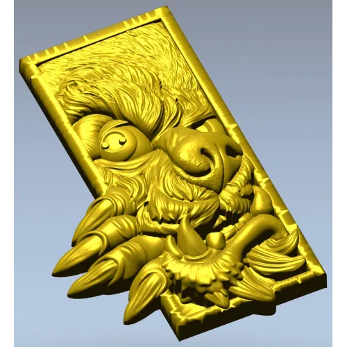 Wolf's Grasp - high-relief wolf plaque STL for CNC