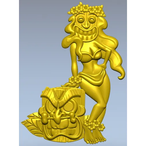 Hula Tiki Maiden - STL 3D model for CNC carving