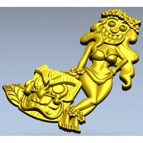 Hula Tiki Maiden - STL 3D model for CNC carving