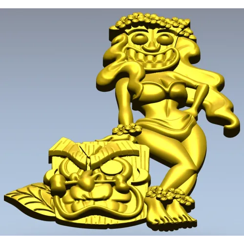 Hula Tiki Maiden - STL 3D model for CNC carving