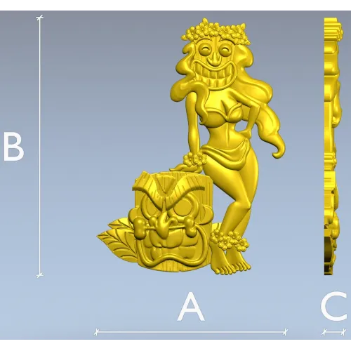 Hula Tiki Maiden - STL 3D model for CNC carving