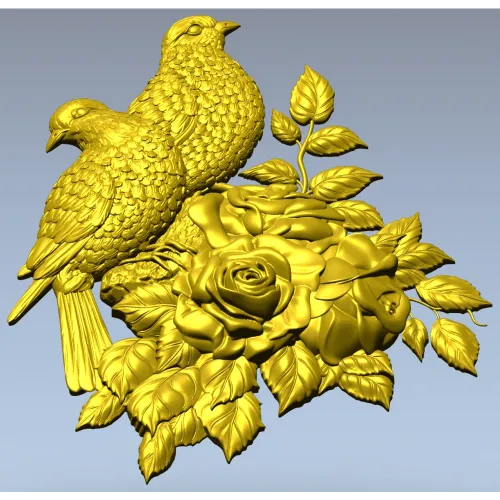 Парочка голубей на розах - 3D модель STL для ЧПУ
