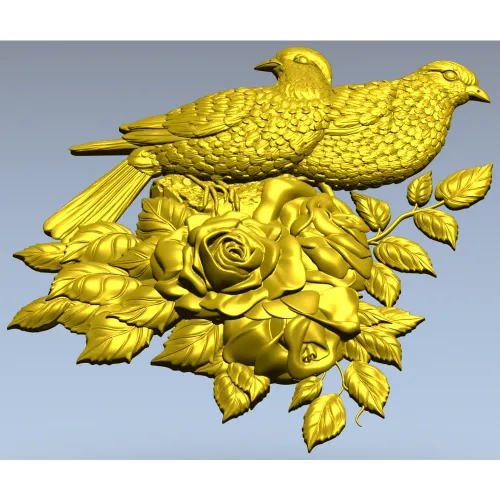 Парочка голубей на розах - 3D модель STL для ЧПУ