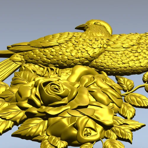 Парочка голубей на розах - 3D модель STL для ЧПУ