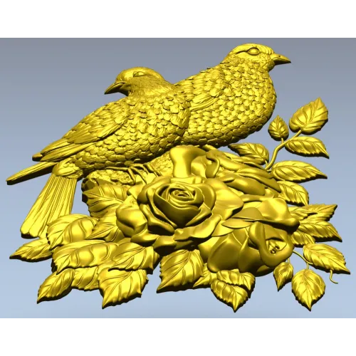 Парочка голубей на розах - 3D модель STL для ЧПУ