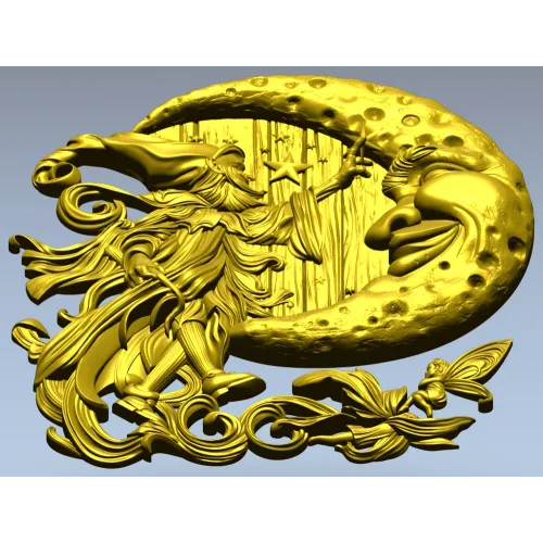 Звездочёт и Луна - 3D панно STL для ЧПУ