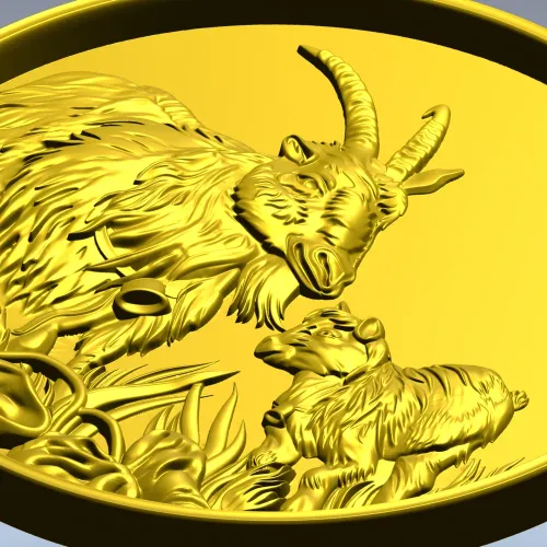 Goat and Kid Relief - STL 3D model for CNC