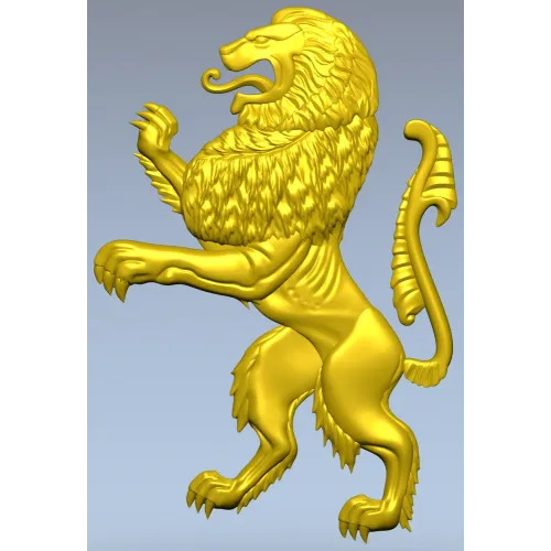 Heraldic Rampant Lion - High-Relief STL for CNC