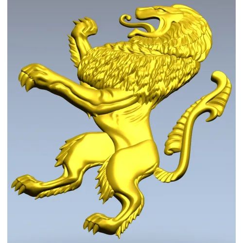 Heraldic Rampant Lion - High-Relief STL for CNC