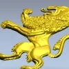 Heraldic Rampant Lion - High-Relief STL for CNC