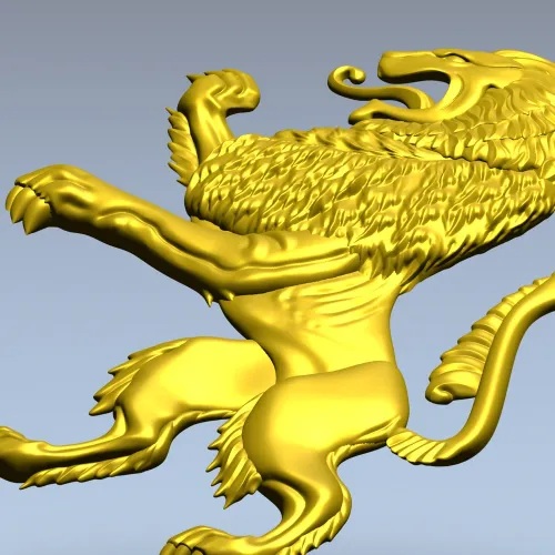 Heraldic Rampant Lion - High-Relief STL for CNC