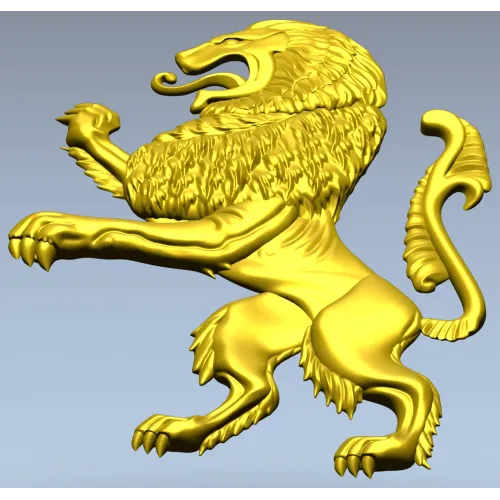 Heraldic Rampant Lion - High-Relief STL for CNC
