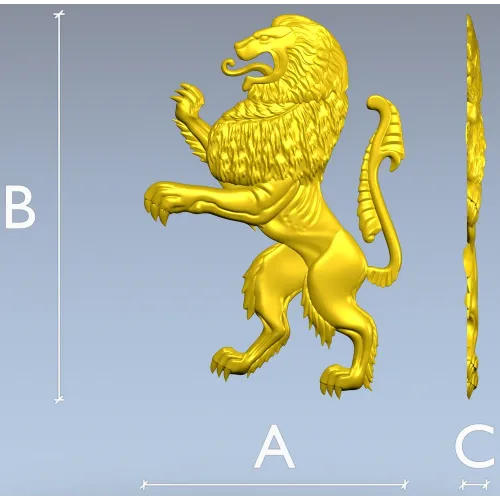 Heraldic Rampant Lion - High-Relief STL for CNC