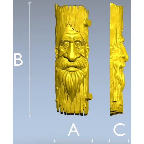 Лесовик - 3D модель STL для ЧПУ, барельеф пня с лицом