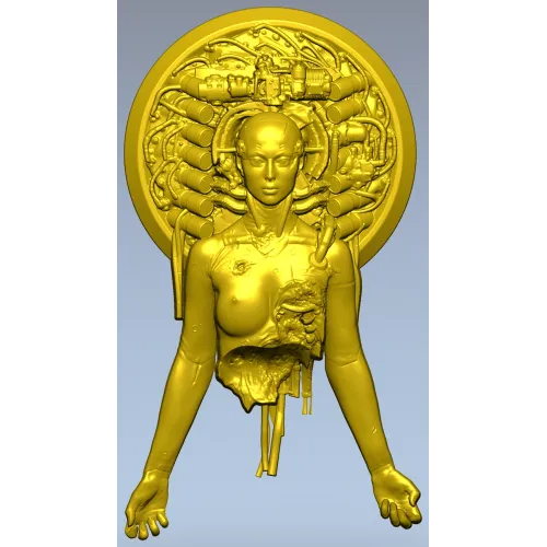 Haloed Cyborg Maiden - STL 3D model for CNC
