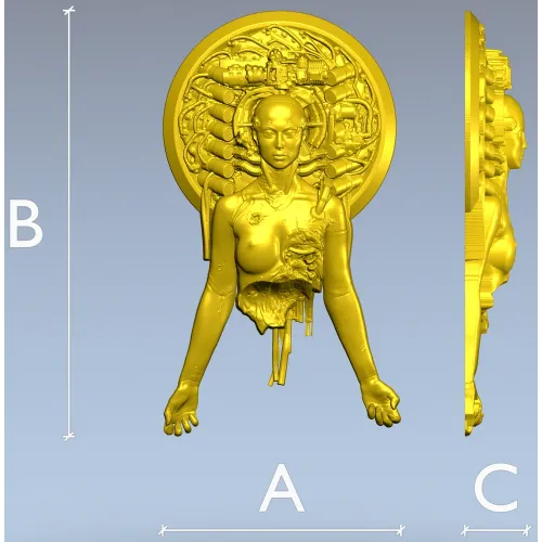 Haloed Cyborg Maiden - STL 3D model for CNC