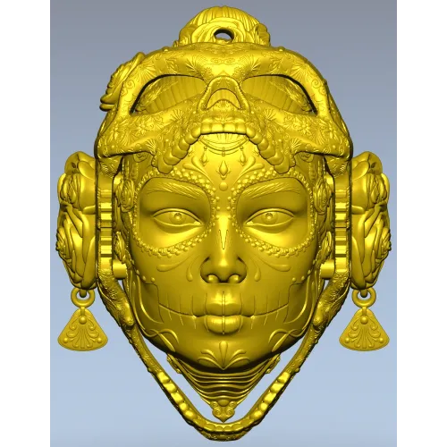 La Dama de Calavera - detailed 3D STL mask for CNC routing