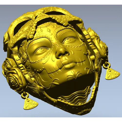 La Dama de Calavera - detailed 3D STL mask for CNC routing