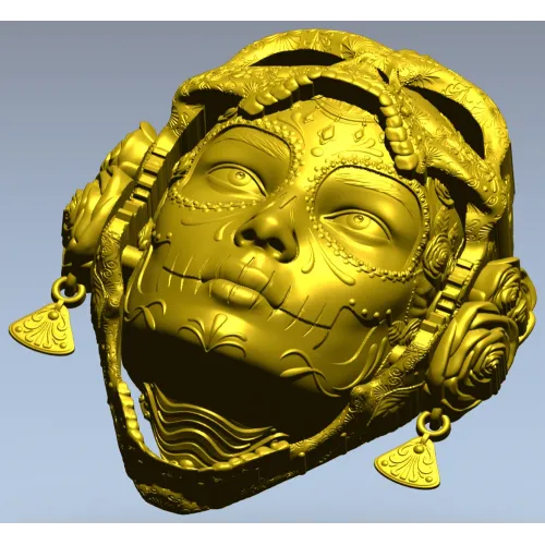 La Dama de Calavera - detailed 3D STL mask for CNC routing