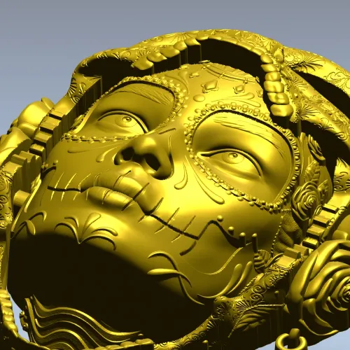 La Dama de Calavera - detailed 3D STL mask for CNC routing