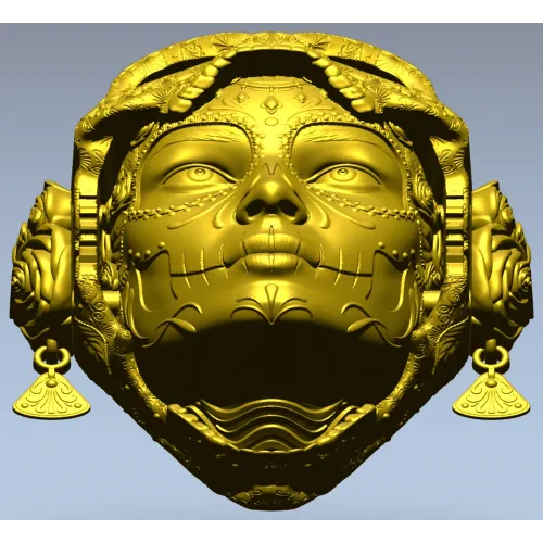 La Dama de Calavera - detailed 3D STL mask for CNC routing