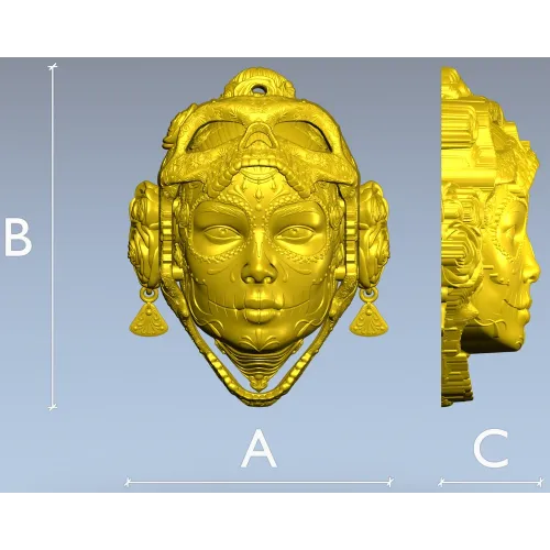 La Dama de Calavera - detailed 3D STL mask for CNC routing