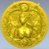 Лунная нимфа - рельефный медальон STL для ЧПУ