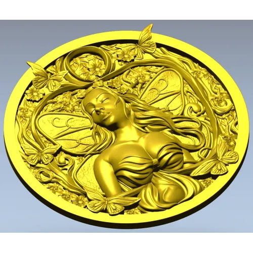 Лунная нимфа - рельефный медальон STL для ЧПУ