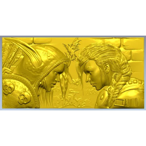 High-Relief Warrior Panel STL - Confrontation Bas-Relief
