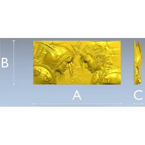 High-Relief Warrior Panel STL - Confrontation Bas-Relief
