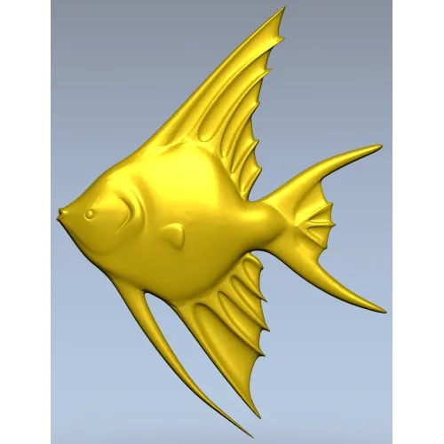 Angelfish bas-relief STL model for CNC milling