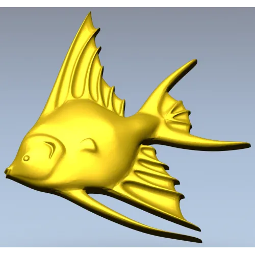 Angelfish bas-relief STL model for CNC milling