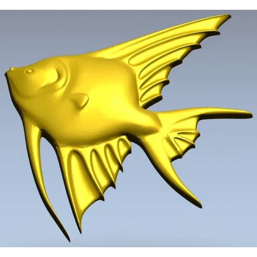 Angelfish bas-relief STL model for CNC milling