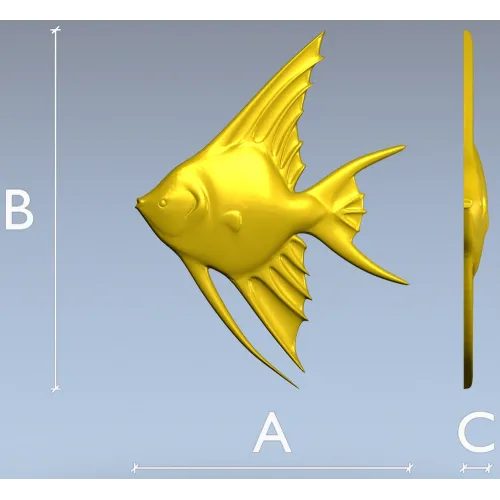 Angelfish bas-relief STL model for CNC milling