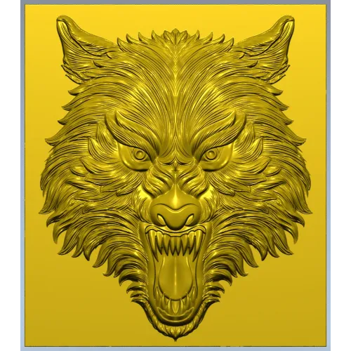 Fenrir Snarl - high-relief wolf head STL for CNC