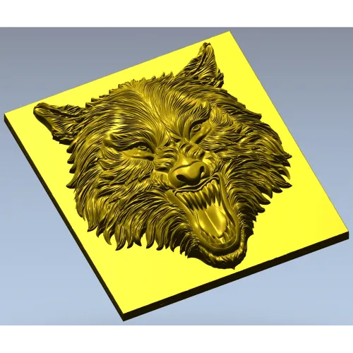 Fenrir Snarl - high-relief wolf head STL for CNC