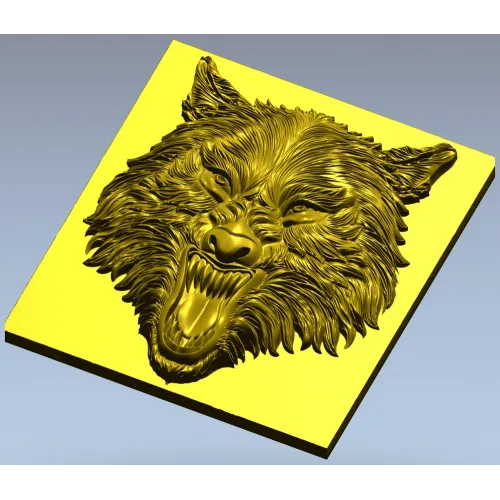 Fenrir Snarl - high-relief wolf head STL for CNC