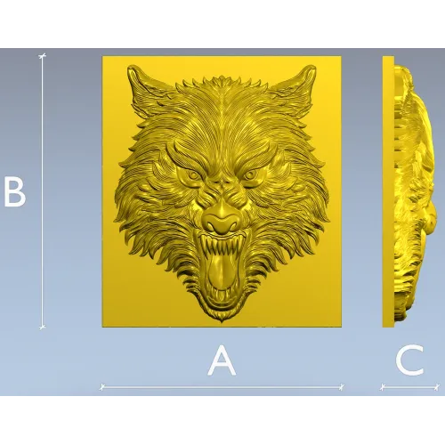 Fenrir Snarl - high-relief wolf head STL for CNC