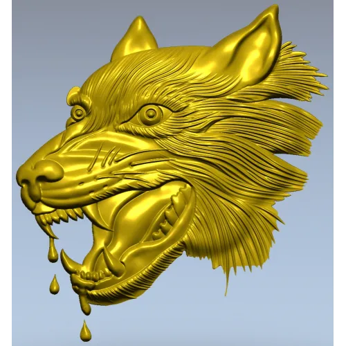 Wolf Head Relief STL for CNC - Detailed 3D Model for Milling