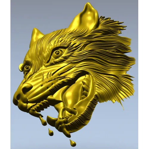 Wolf Head Relief STL for CNC - Detailed 3D Model for Milling