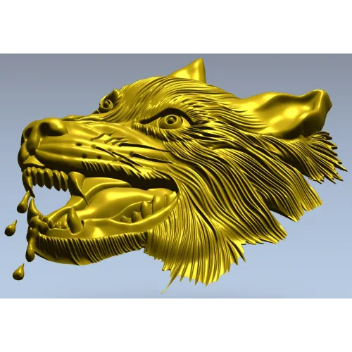Wolf Head Relief STL for CNC - Detailed 3D Model for Milling