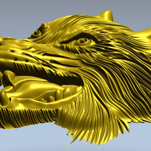 Wolf Head Relief STL for CNC - Detailed 3D Model for Milling