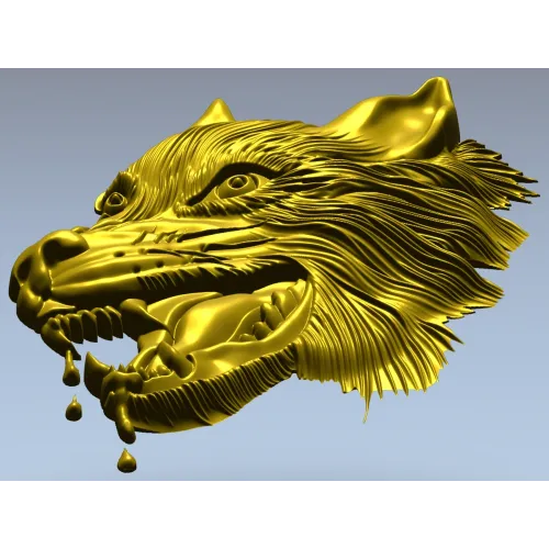 Wolf Head Relief STL for CNC - Detailed 3D Model for Milling