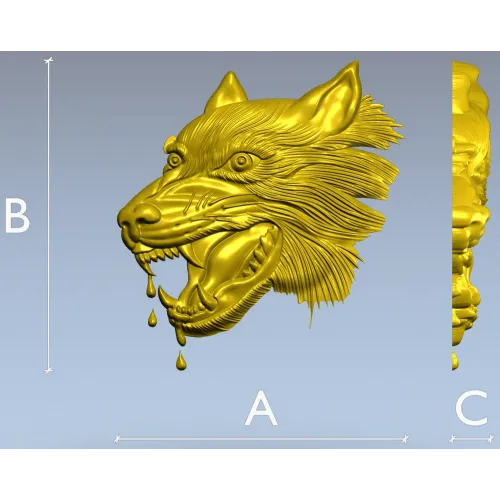 Wolf Head Relief STL for CNC - Detailed 3D Model for Milling