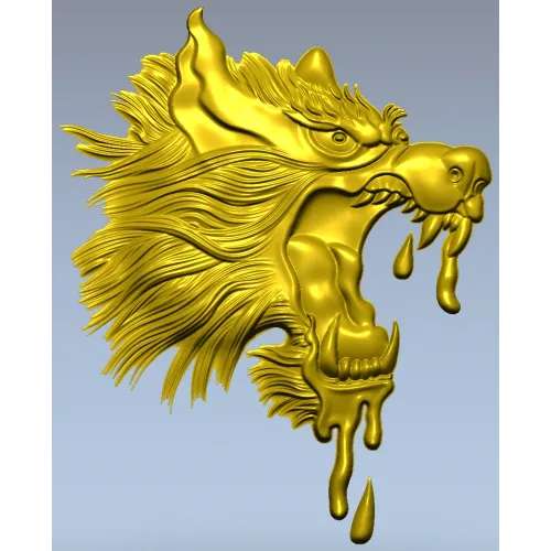 Molten Wolf Head - high-relief STL 3D model for CNC